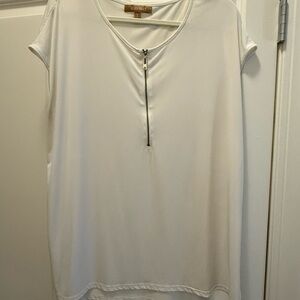 Ellen Tracy Elefant White Zip Detail Women's Top
